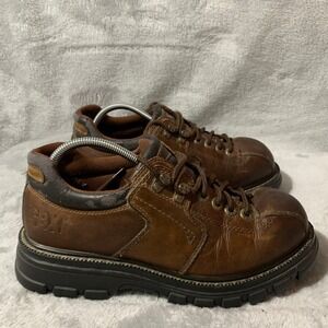 GBX Brown Leather Lace Up Work Shoes Mens Size 10.5 Wide Chunky Y2K Academia